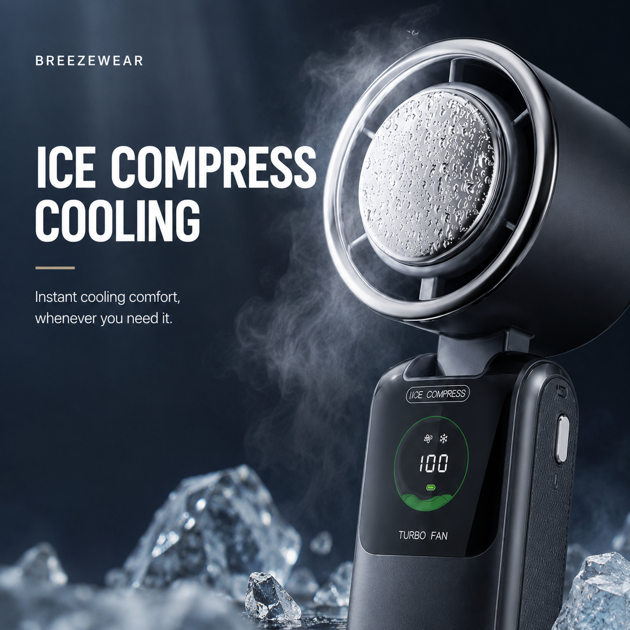 BreezeWear Turbo Ice Fan ice compress cooling feature